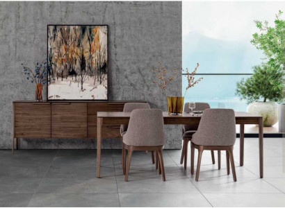 Esszimmer Set Essgruppe Braun Esstisch 4x Stühle mit Sideboard Tisch